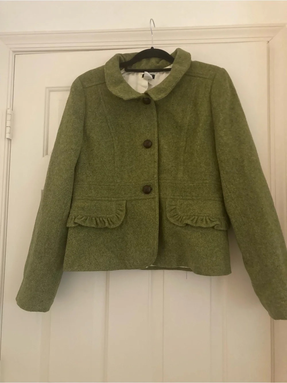 J. Crew Factory Olive Green Wool-Blend Button Jacket